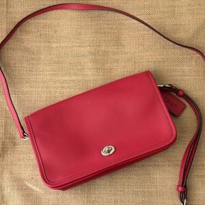 COACH Leather Crossbody Handbag | Red